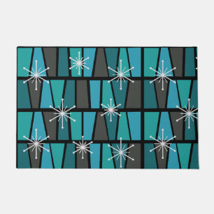 Geometric MCM Abstract Turquoise Teal Doormat