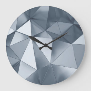 Geometric Metal: Three-Dimensional Pattern Large Clock