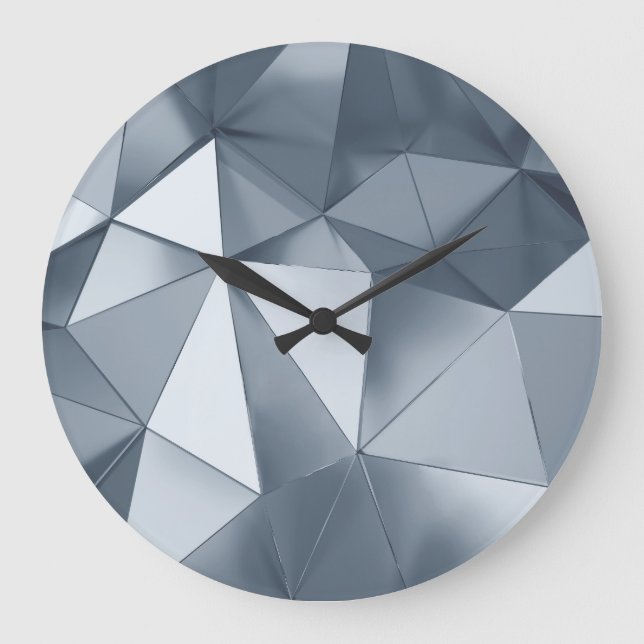 Geometric Metal: Three-Dimensional Pattern Large Clock (Front)
