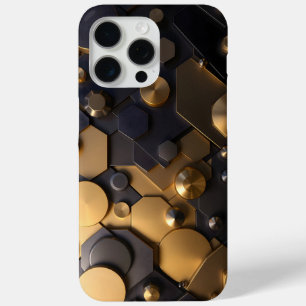 Geometric Metallic Abstract Wall Art – Gold and Bl iPhone 15 Pro Max Case