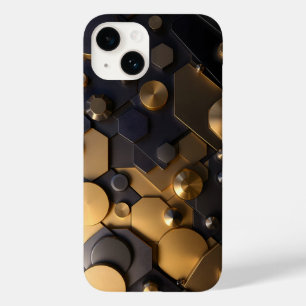 Geometric Metallic Abstract Wall Art – Gold and Bl Case-Mate iPhone 14 Case
