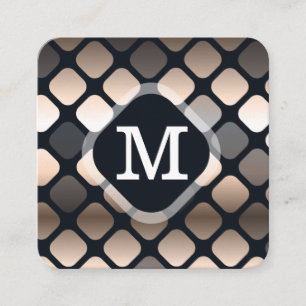 Geometric Metallic Pattern   Monogram Square Business Card