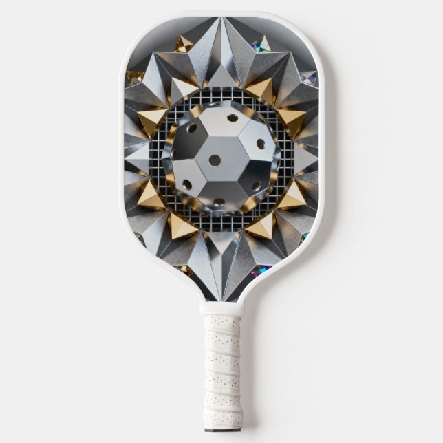 Geometric Metallic Pickleball Core Design Pickleball Paddle (Front)