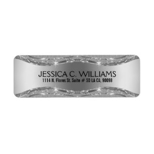 Geometric Metallic Silver Grey & White Diamonds