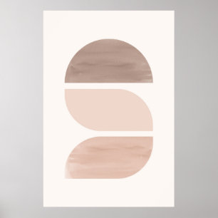 Geometric mid-century art. Neutral tones Poster