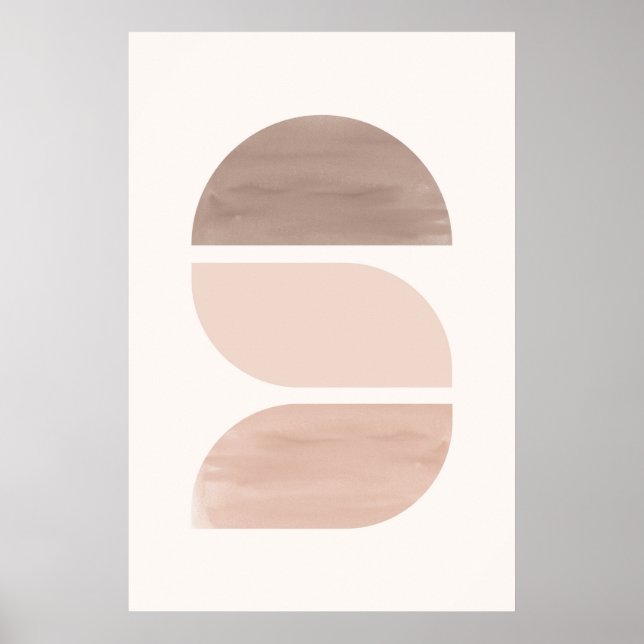 Geometric mid-century art. Neutral tones Poster (Front)