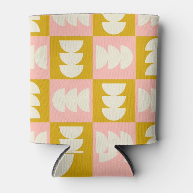 Geometric Mid-Century Modern Retro Pattern Can Cooler (Front)