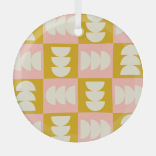 Geometric Mid-Century Modern Retro Pattern Glass Tree Decoration