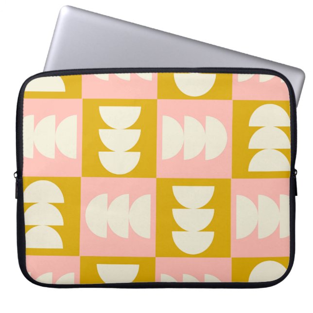 Geometric Mid-Century Modern Retro Pattern Laptop Sleeve (Front)