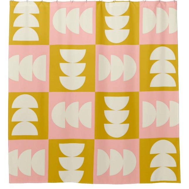 Geometric Mid-Century Modern Retro Pattern Shower Curtain (Front)