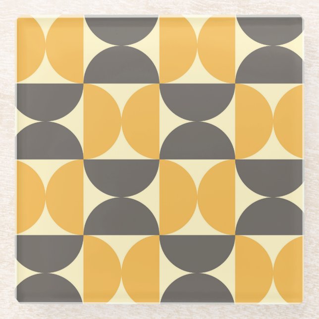 Geometric, mid-century modern style pattern. glass coaster (Front)