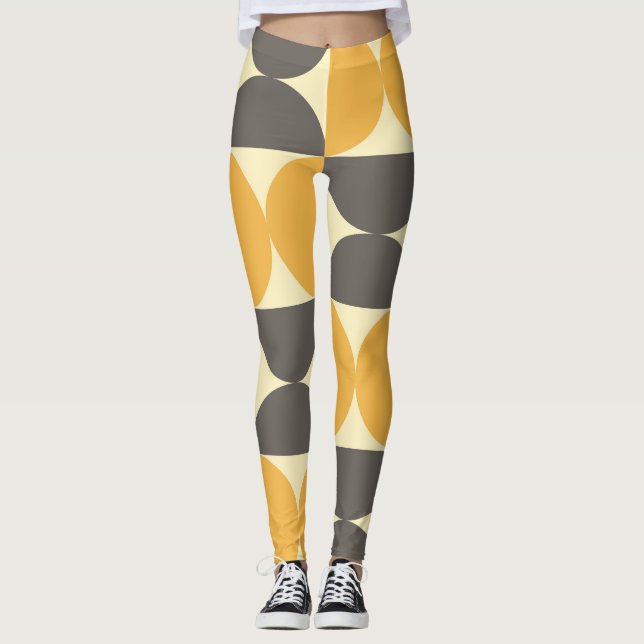Geometric, mid-century modern style pattern. leggings (Front)