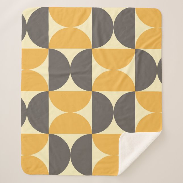 Geometric, mid-century modern style pattern. sherpa blanket (Front)