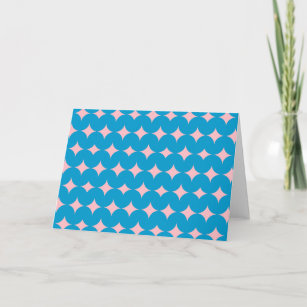Geometric Mid Century Pattern in Blue and Pink Card