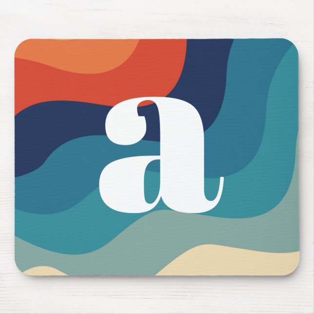 Geometric Mid Century Retro Waves Rainbow Trendy   Mouse Mat (Front)