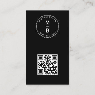 Geometric Minimal Circle Typographic qr code Business Card