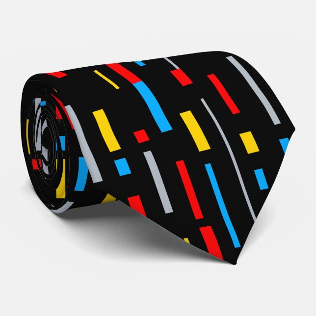 Geometric Minimal De Stijl Style Color Composition Tie (Rolled)