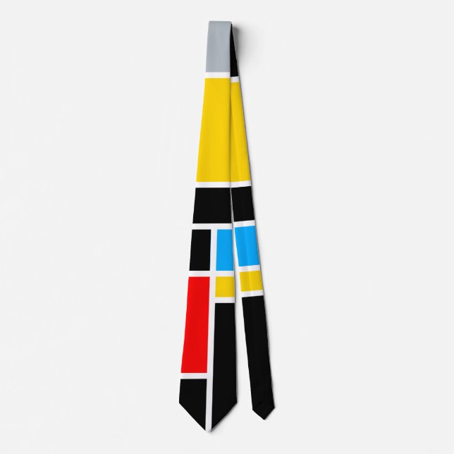 Geometric Minimal Mondrian Style Colour Compositio Tie (Front)