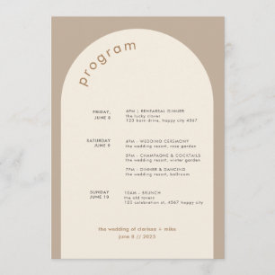 Geometric Minimal Sand Arch Wedding Timeline Programme