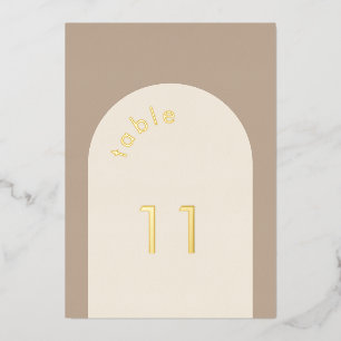 Geometric Minimal Sand Beige Arch Wedding  Table N