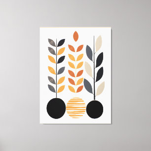 Geometric Minimalism: Leaves in Abstract Canvas Print
