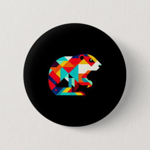 Geometric Minimalism Modern Illustration Groundhog 6 Cm Round Badge