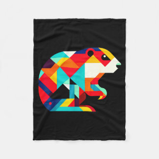 Geometric Minimalism Modern Illustration Groundhog Fleece Blanket
