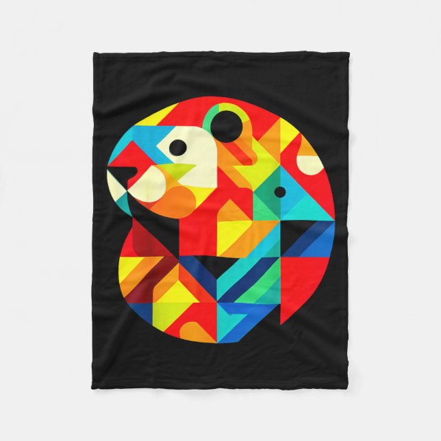 Geometric Minimalism Modern Illustration Groundhog Fleece Blanket (Front)