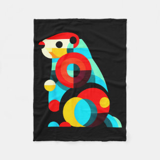 Geometric Minimalism Modern Illustration Groundhog Fleece Blanket