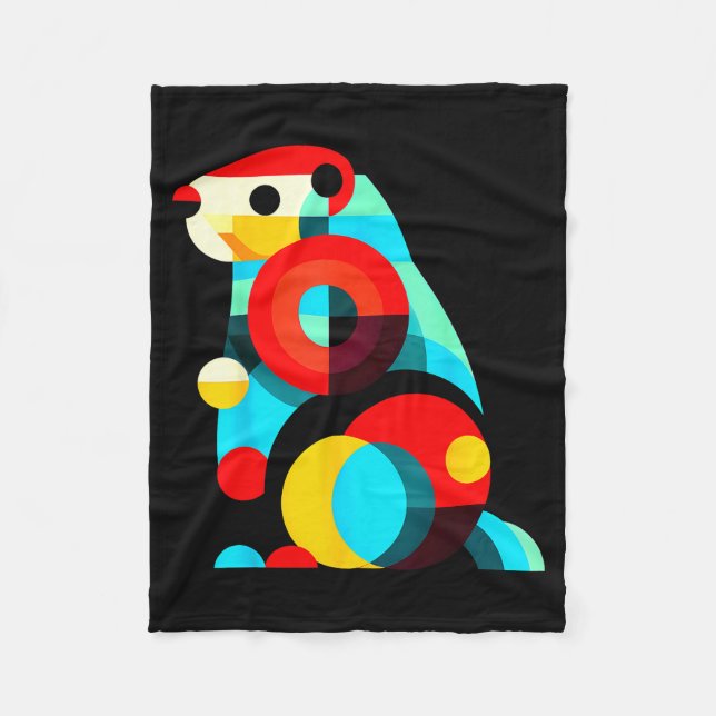 Geometric Minimalism Modern Illustration Groundhog Fleece Blanket (Front)