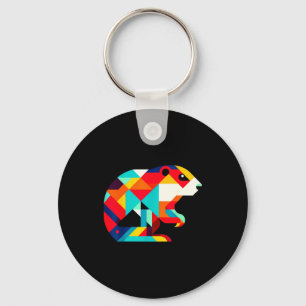 Geometric Minimalism Modern Illustration Groundhog Key Ring