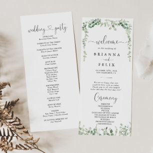 Geometric Minimalist Eucalyptus Wedding Program Programme