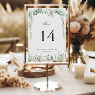 Geometric Minimalist Eucalyptus Wedding Table Number