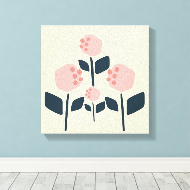 Geometric Minimalist Flowers – Modern Canvas Wall  Print (Insitu(Wood Floor))