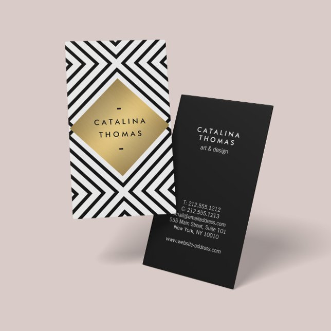 Geometric Mod Bold Black and White Pattern Business Card (Creator Uploaded)