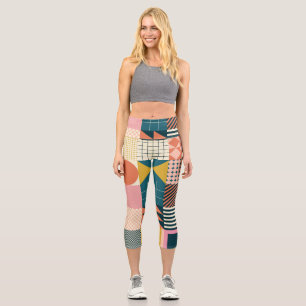 Geometric Modern Abstract: Colourful Design Capri Leggings