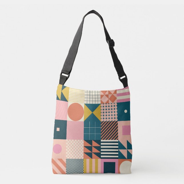 Geometric Modern Abstract: Colourful Design Crossbody Bag (Front)