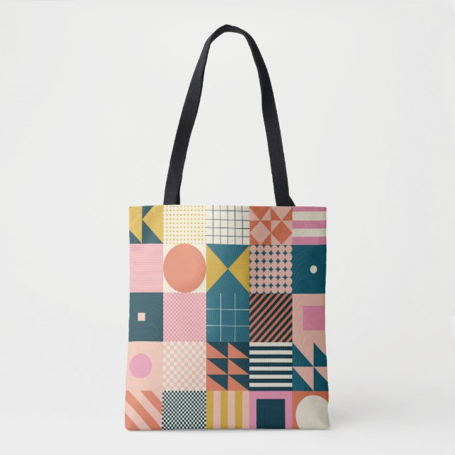 Geometric Modern Abstract: Colourful Design Tote Bag (Front)