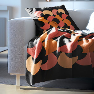 Geometric modern abstract pink orange and black fleece blanket