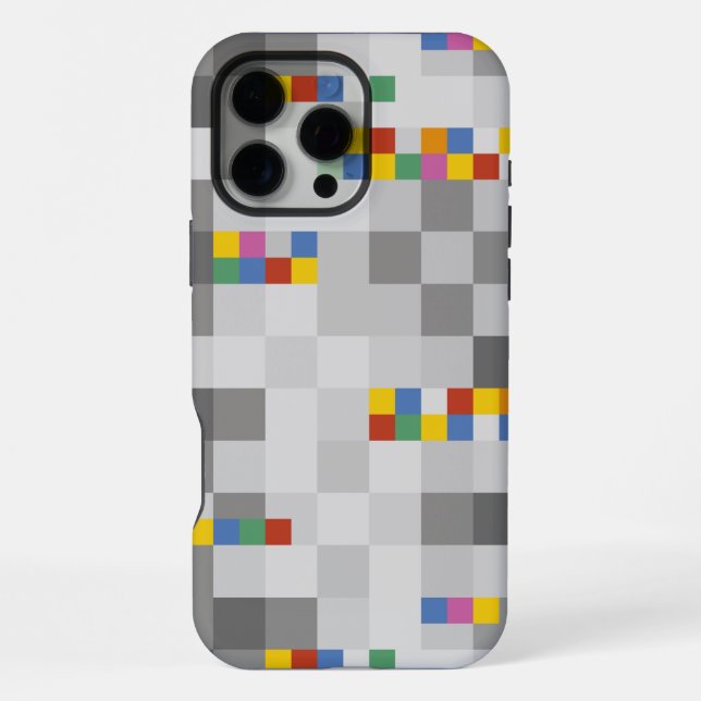 Geometric Modern Art Colour Squares Grey Pattern iPhone Case (Back)