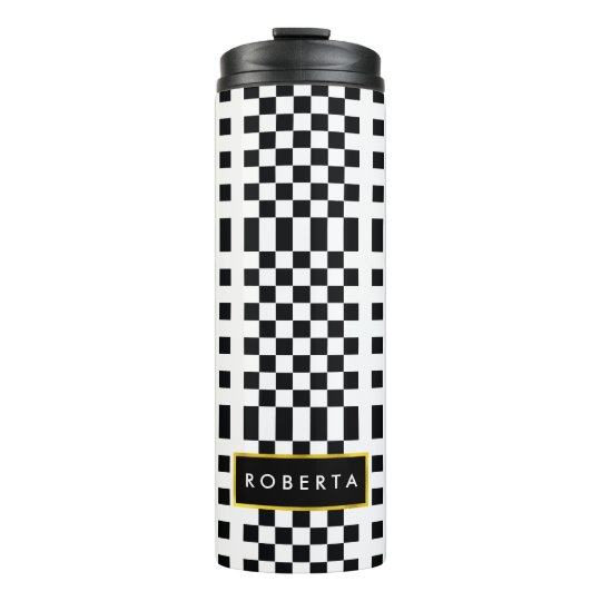 Geometric Modern Bauhaus Black and White Thermal Tumbler