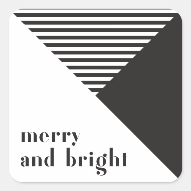 Geometric Modern Black and White Christmas Square Sticker (Front)
