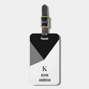 Geometric Modern Black Grey White Luggage Tag