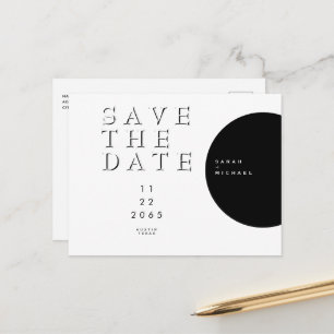 Geometric Modern Black & White Save the Date Announcement Postcard