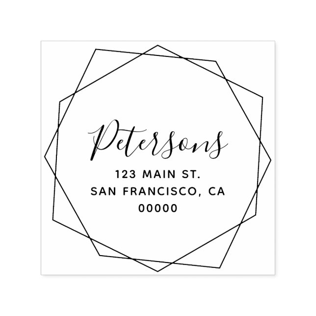 Geometric Modern Calligraphy Family Name Self-inking Stamp (Design)