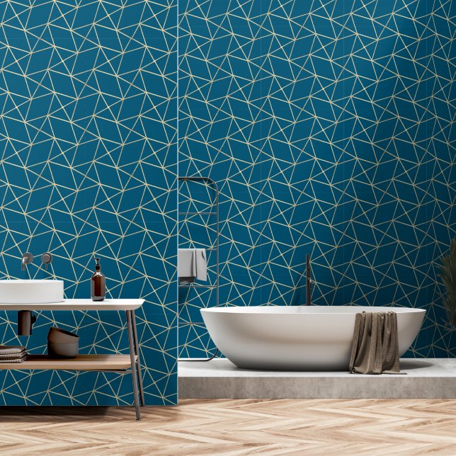 Geometric Modern Classy Chic Deco Gold & Turquoise Wallpaper (Bathroom)