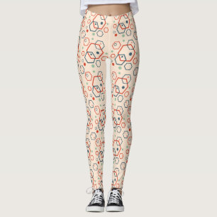 Geometric modern coloured hexagonal pattern leggings