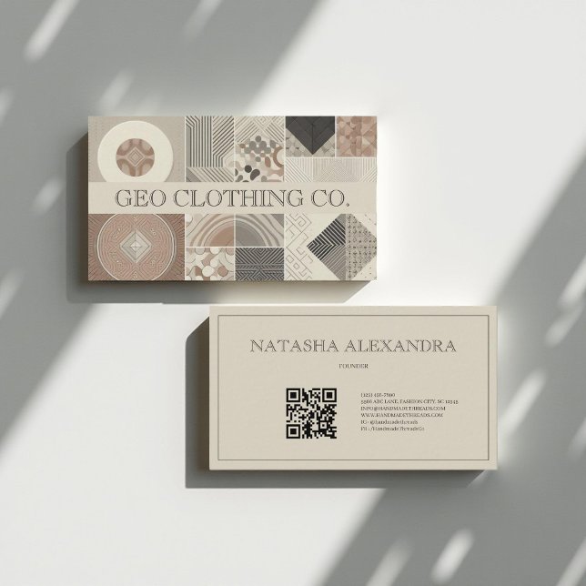 Geometric Modern Elegant Oatmeal Clay Business Card (Creator Uploaded)