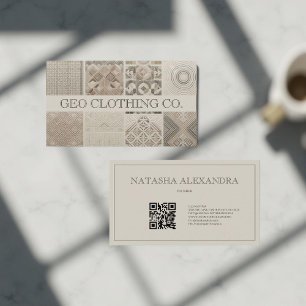 Geometric Modern Elegant Oatmeal Clay Business Card