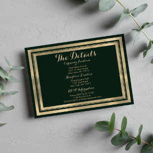 Geometric modern forest green gold Details Card